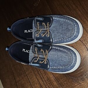 Boys Preppy Chambray Boat Shoes | Children's Place | Color:Blue/Brown | Size: 11